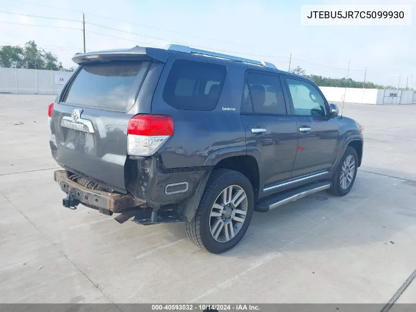 2012 Toyota 4Runner Sr5/Limited/Trail VIN: JTEBU5JR7C5099930 Lot: 40593032