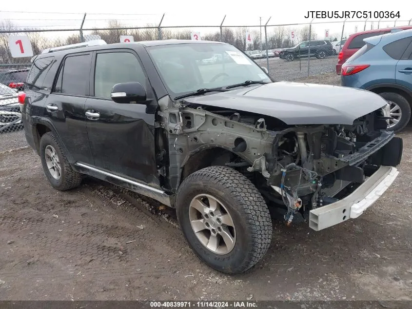 2012 Toyota 4Runner Sr5 VIN: JTEBU5JR7C5100364 Lot: 40839971