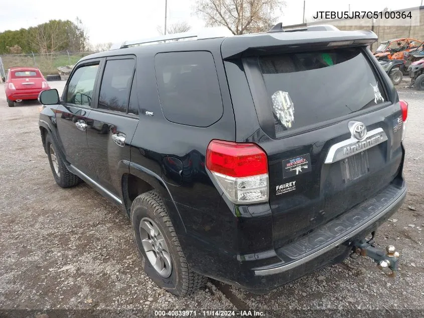 2012 Toyota 4Runner Sr5 VIN: JTEBU5JR7C5100364 Lot: 40839971