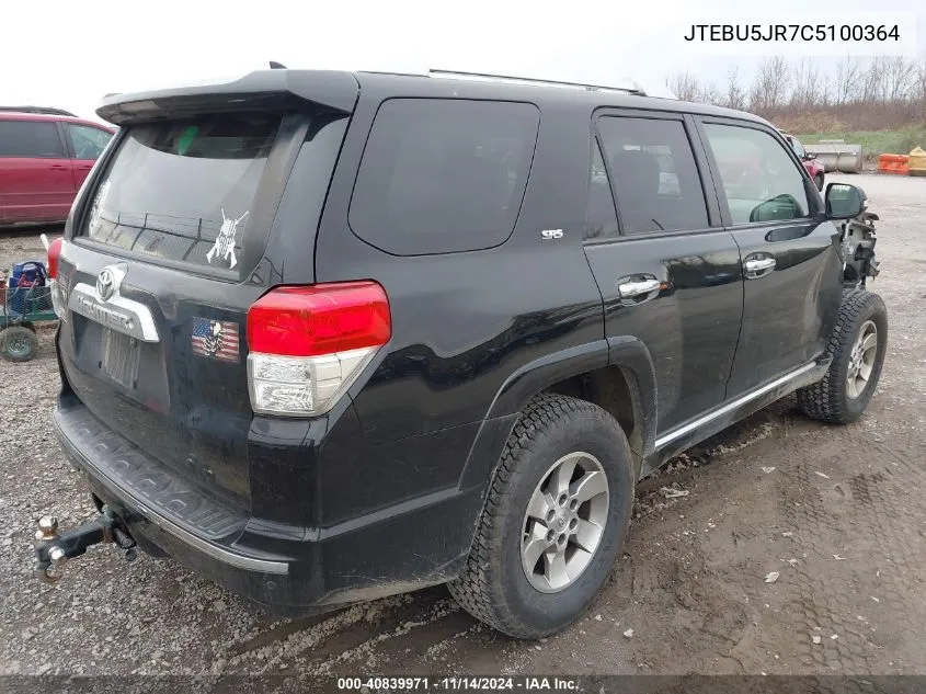 2012 Toyota 4Runner Sr5 VIN: JTEBU5JR7C5100364 Lot: 40839971