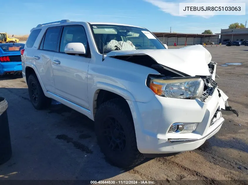 2012 Toyota 4Runner Limited VIN: JTEBU5JR8C5103063 Lot: 40844530