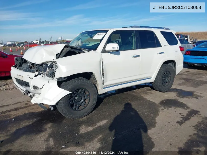 2012 Toyota 4Runner Limited VIN: JTEBU5JR8C5103063 Lot: 40844530