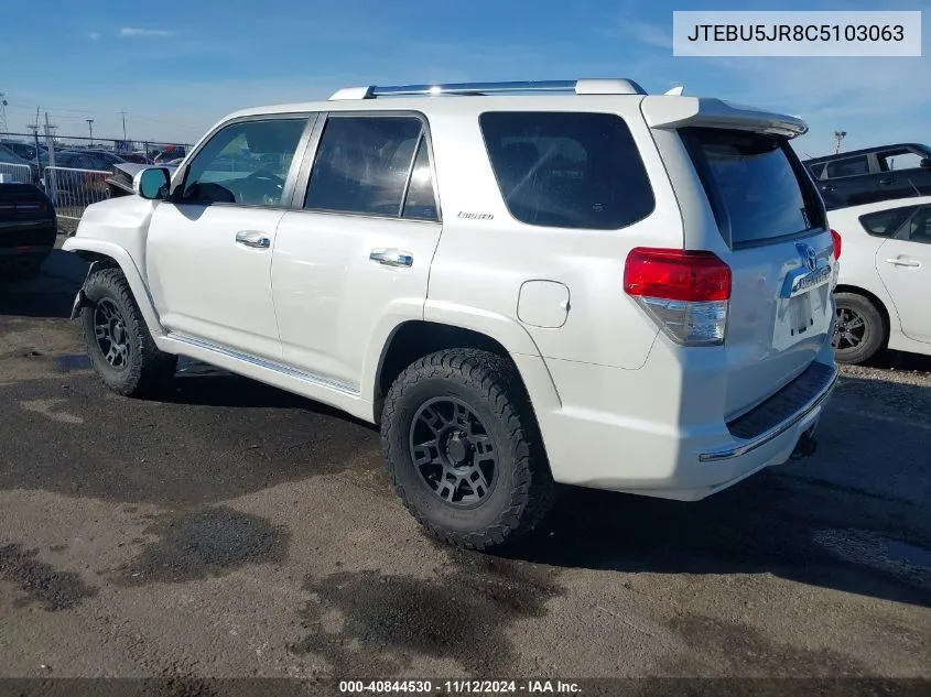 2012 Toyota 4Runner Limited VIN: JTEBU5JR8C5103063 Lot: 40844530