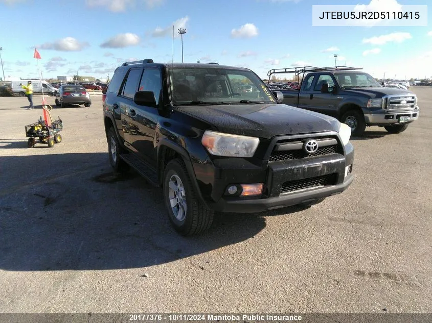 2013 Toyota 4Runner Sr5 V6 VIN: JTEBU5JR2D5110415 Lot: 20177376