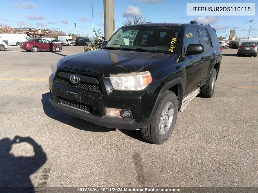 2013 Toyota 4Runner Sr5 V6 VIN: JTEBU5JR2D5110415 Lot: 20177376