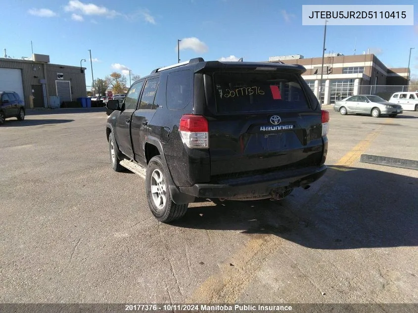 2013 Toyota 4Runner Sr5 V6 VIN: JTEBU5JR2D5110415 Lot: 20177376