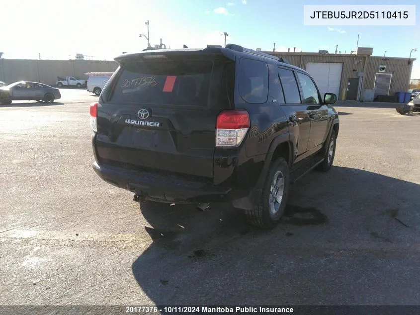 2013 Toyota 4Runner Sr5 V6 VIN: JTEBU5JR2D5110415 Lot: 20177376