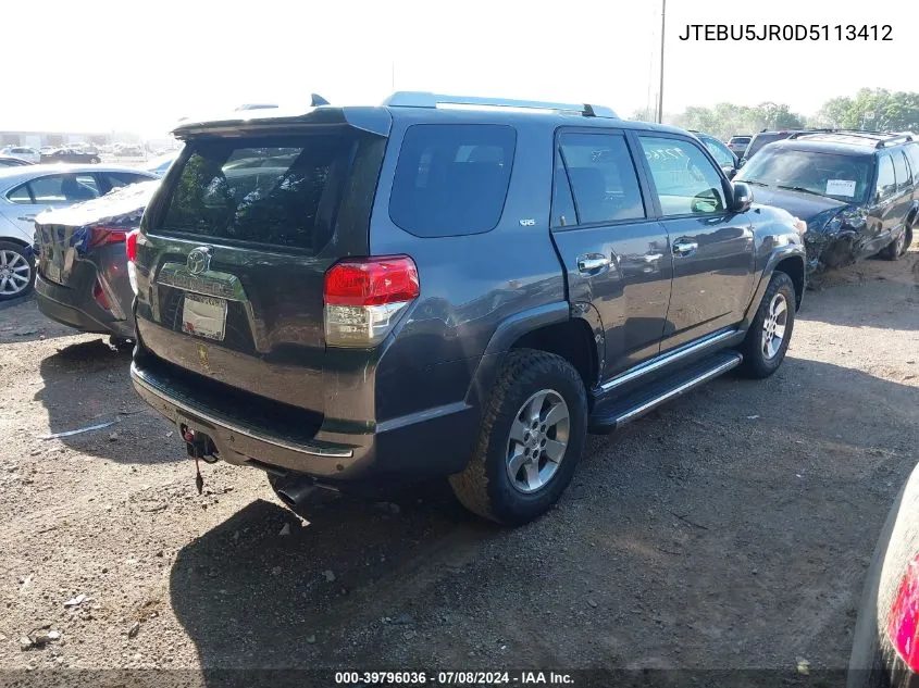 2013 Toyota 4Runner Sr5 VIN: JTEBU5JR0D5113412 Lot: 39796036