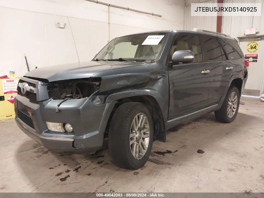 2013 Toyota 4Runner Limited VIN: JTEBU5JRXD5140925 Lot: 40042083