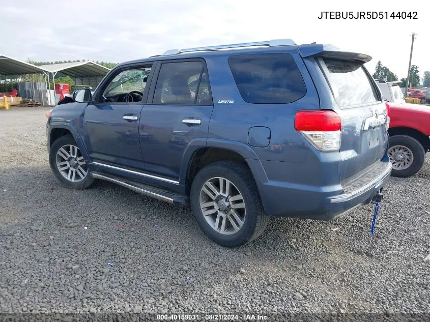 2013 Toyota 4Runner Limited VIN: JTEBU5JR5D5144042 Lot: 40159031