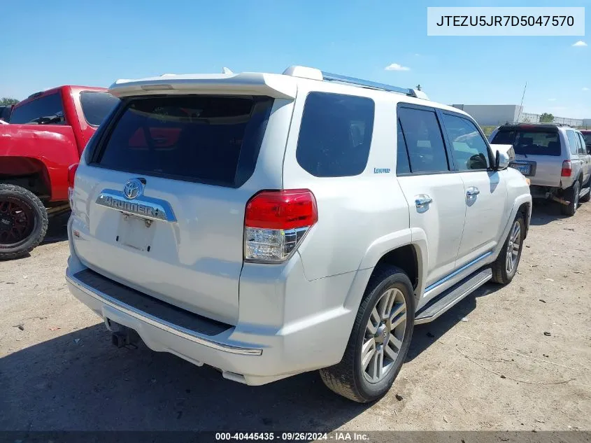 2013 Toyota 4Runner Sr5/Limited VIN: JTEZU5JR7D5047570 Lot: 40445435