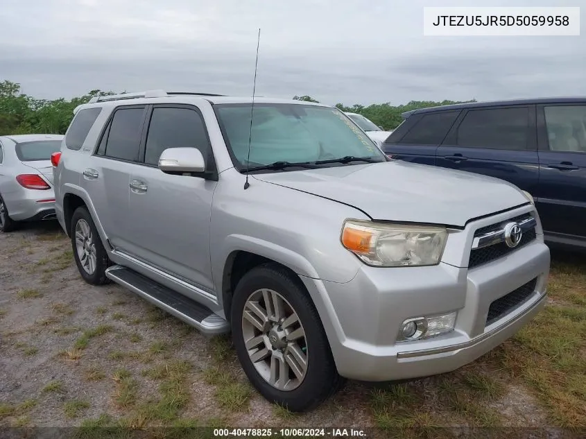 2013 Toyota 4Runner Sr5/Limited VIN: JTEZU5JR5D5059958 Lot: 40478825