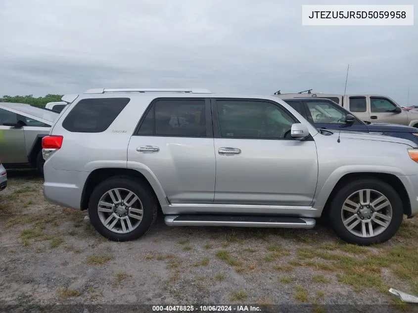 2013 Toyota 4Runner Sr5/Limited VIN: JTEZU5JR5D5059958 Lot: 40478825