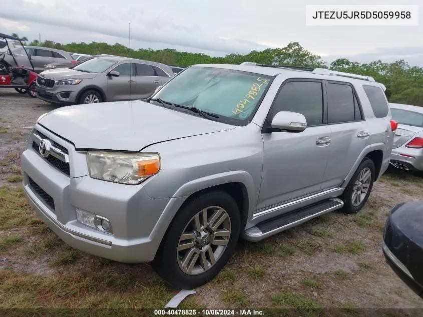 2013 Toyota 4Runner Sr5/Limited VIN: JTEZU5JR5D5059958 Lot: 40478825