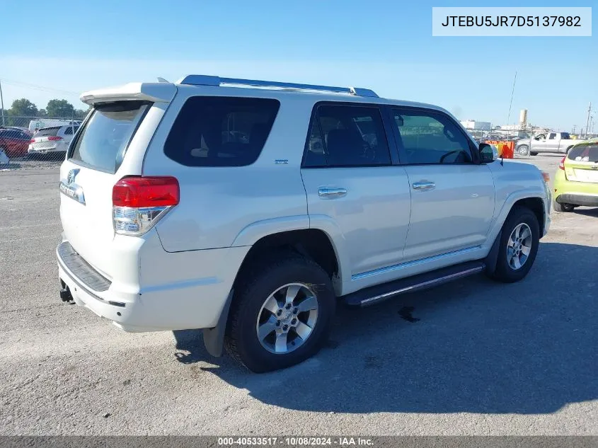 2013 Toyota 4Runner Sr5 VIN: JTEBU5JR7D5137982 Lot: 40533517