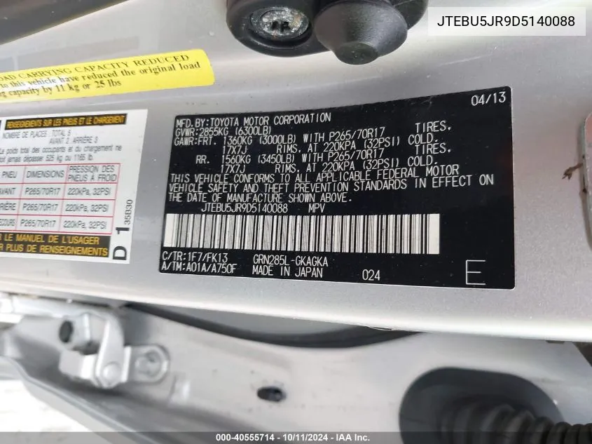 JTEBU5JR9D5140088 2013 Toyota 4Runner Sr5