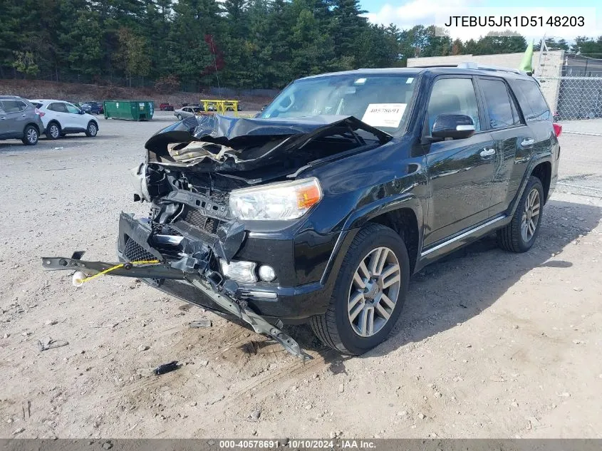 2013 Toyota 4Runner Limited VIN: JTEBU5JR1D5148203 Lot: 40578691