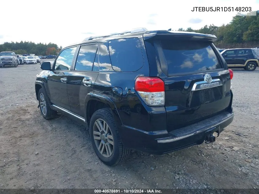 2013 Toyota 4Runner Limited VIN: JTEBU5JR1D5148203 Lot: 40578691