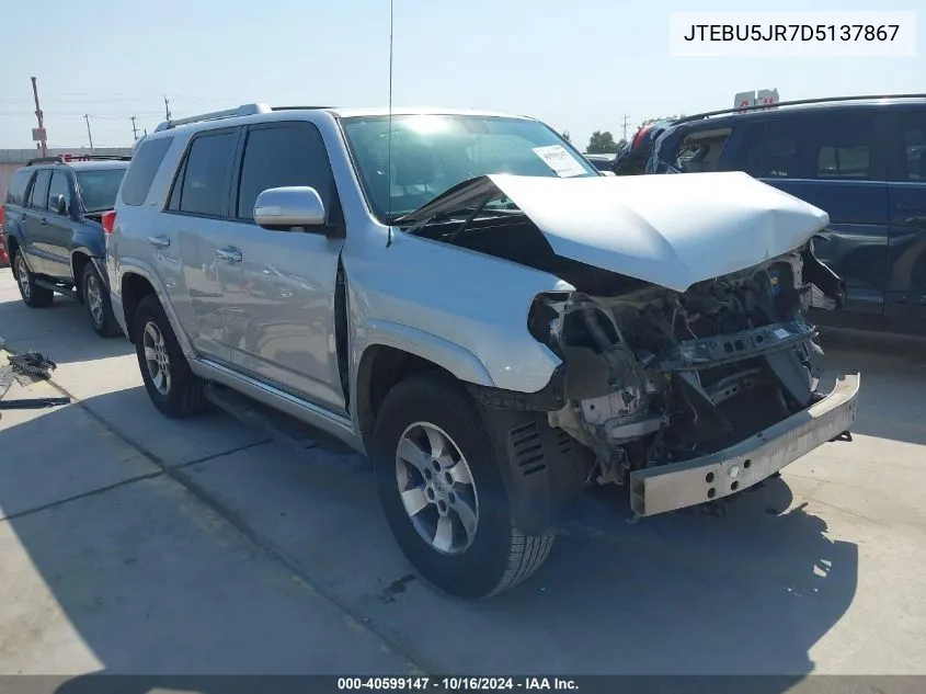 2013 Toyota 4Runner Sr5 VIN: JTEBU5JR7D5137867 Lot: 40599147