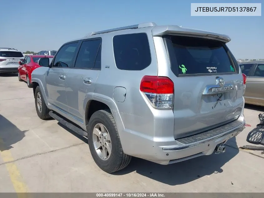 2013 Toyota 4Runner Sr5 VIN: JTEBU5JR7D5137867 Lot: 40599147