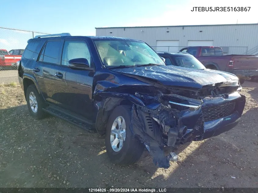 2014 Toyota 4Runner Sr5/Limited/Trail VIN: JTEBU5JR3E5163867 Lot: 12104825