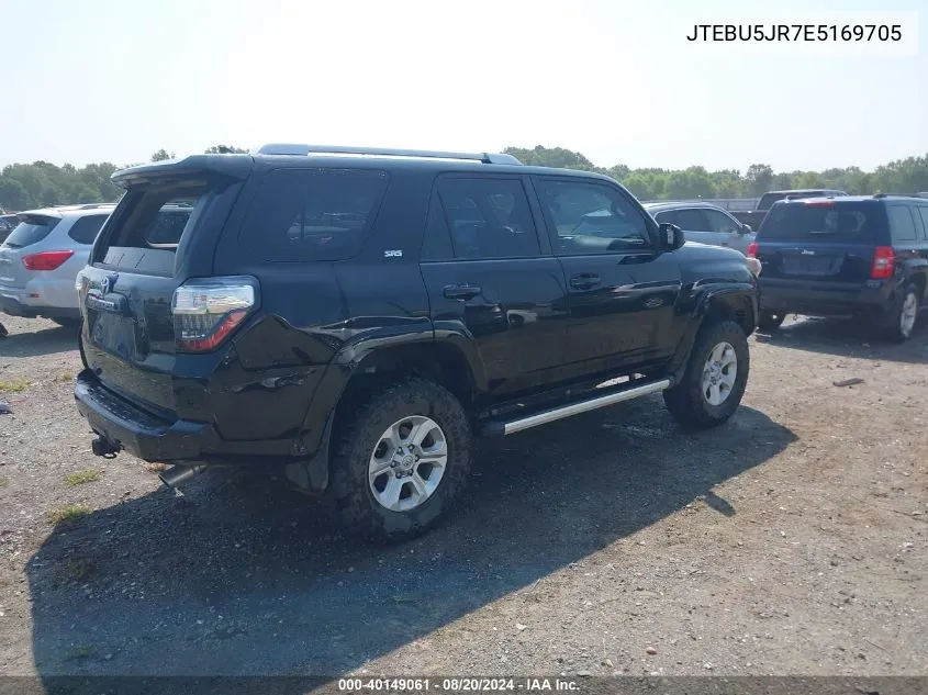 2014 Toyota 4Runner Sr5/Limited/Trail VIN: JTEBU5JR7E5169705 Lot: 40149061