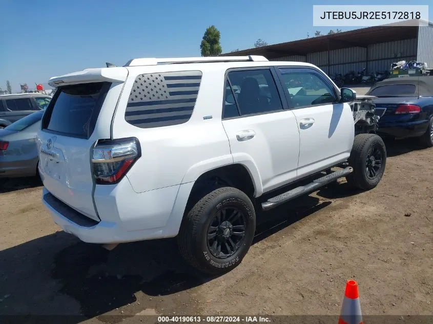 2014 Toyota 4Runner Sr5 VIN: JTEBU5JR2E5172818 Lot: 40190613