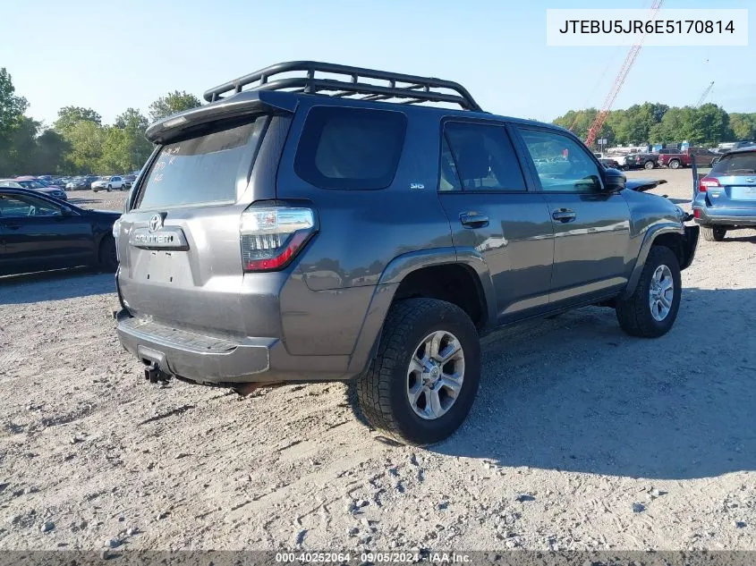 2014 Toyota 4Runner Sr5/Limited/Trail VIN: JTEBU5JR6E5170814 Lot: 40252064