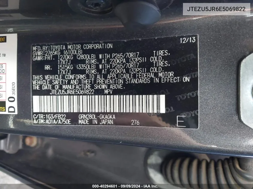 JTEZU5JR6E5069822 2014 Toyota 4Runner Limited/Sr5/Sr5 Premium