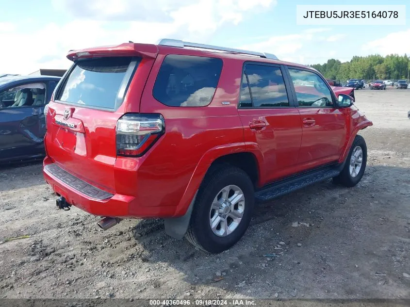 2014 Toyota 4Runner Sr5 Premium VIN: JTEBU5JR3E5164078 Lot: 40360496