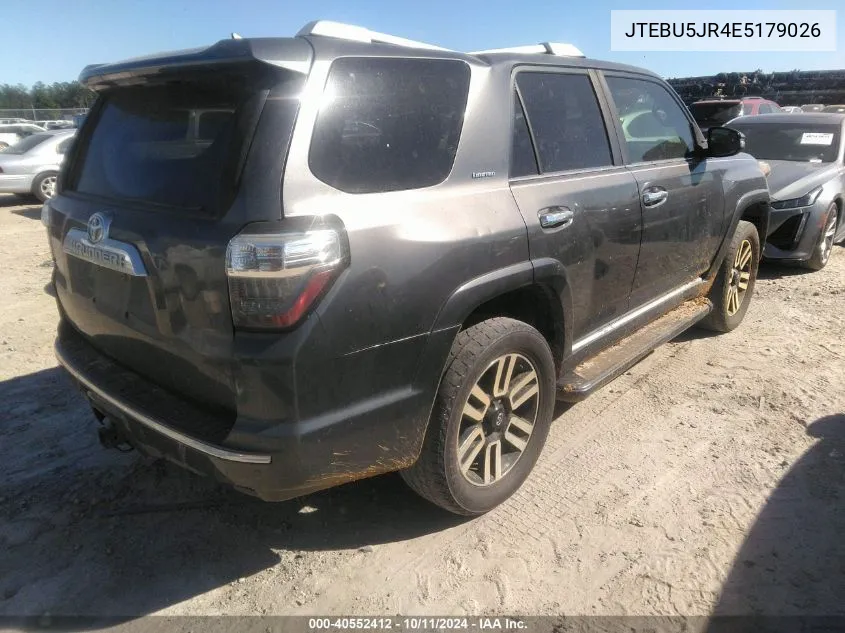 2014 Toyota 4Runner Limited VIN: JTEBU5JR4E5179026 Lot: 40552412