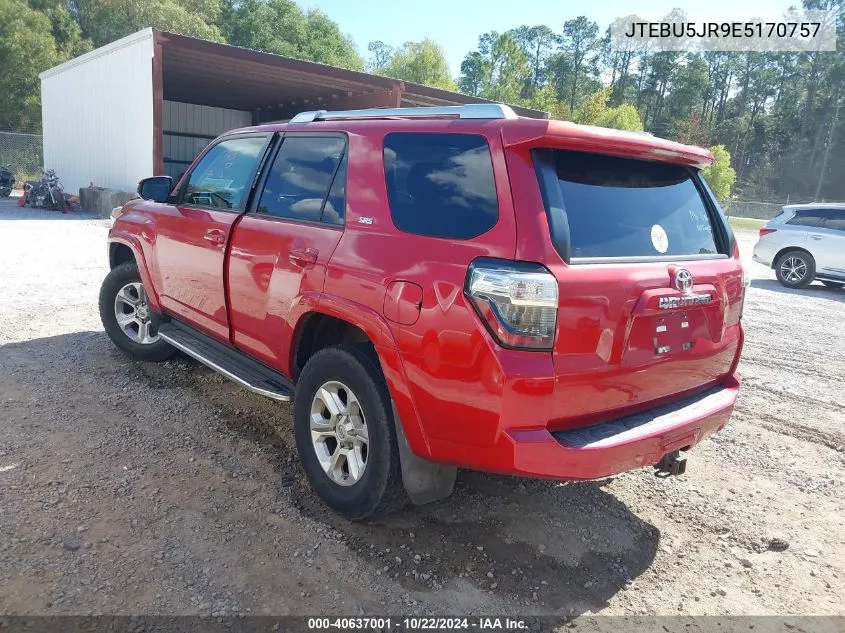 2014 Toyota 4Runner Sr5 VIN: JTEBU5JR9E5170757 Lot: 40637001