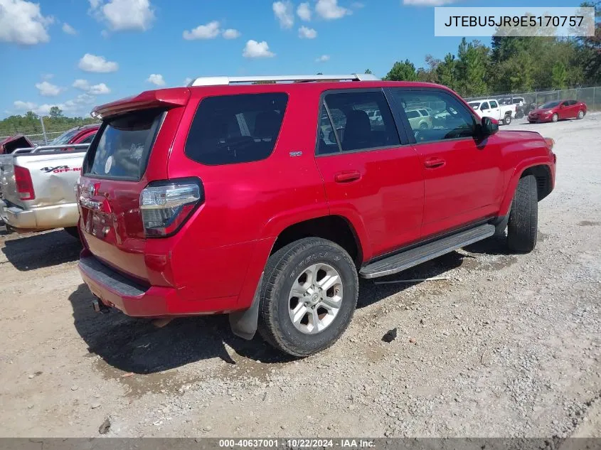 2014 Toyota 4Runner Sr5 VIN: JTEBU5JR9E5170757 Lot: 40637001