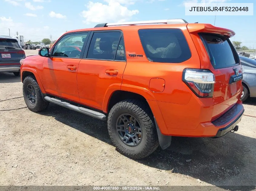 2015 Toyota 4Runner Trd Pro VIN: JTEBU5JR4F5220448 Lot: 40087850