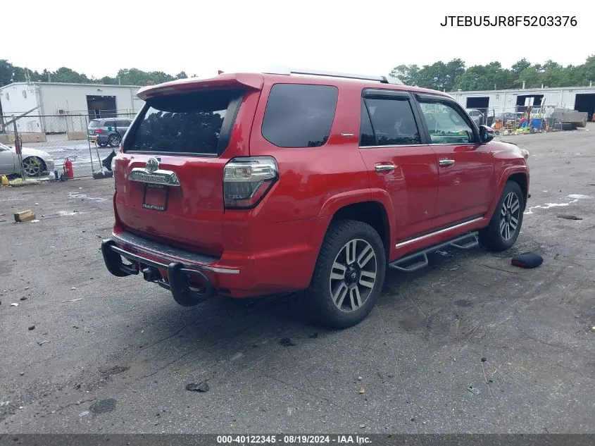 2015 Toyota 4Runner Limited VIN: JTEBU5JR8F5203376 Lot: 40122345