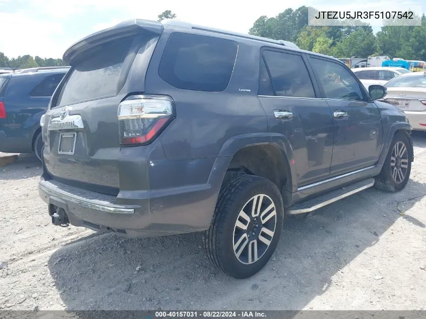 2015 Toyota 4Runner Limited VIN: JTEZU5JR3F5107542 Lot: 40157031