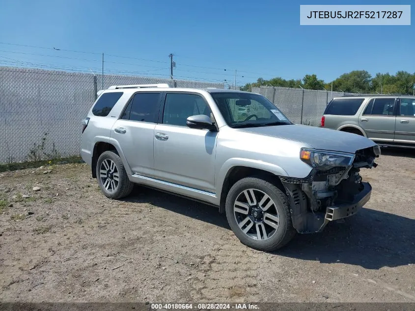 2015 Toyota 4Runner Limited VIN: JTEBU5JR2F5217287 Lot: 40180664