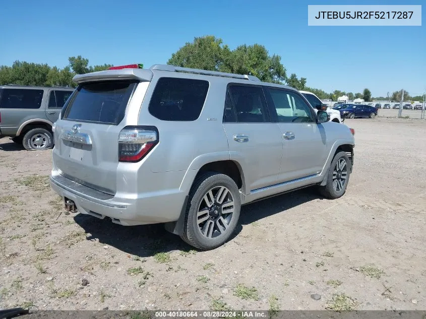 2015 Toyota 4Runner Limited VIN: JTEBU5JR2F5217287 Lot: 40180664