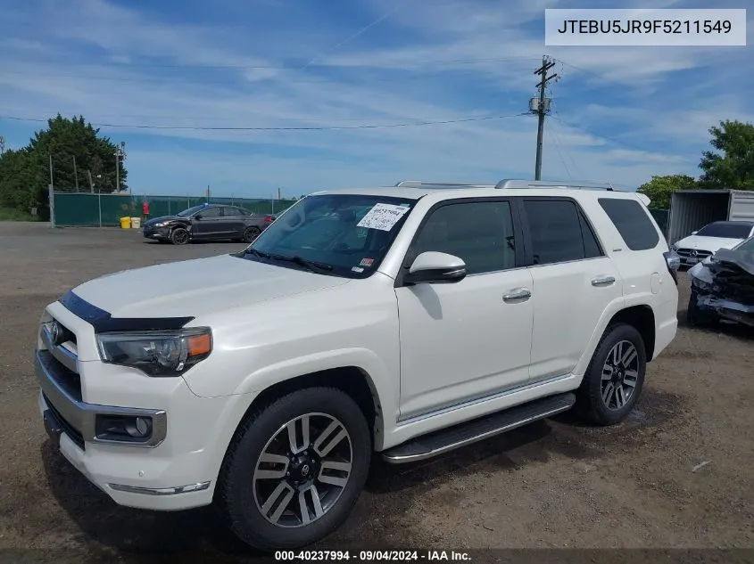 2015 Toyota 4Runner Limited VIN: JTEBU5JR9F5211549 Lot: 40237994