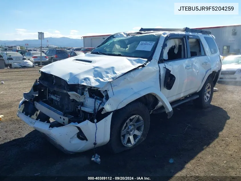 2015 Toyota 4Runner Trail Premium VIN: JTEBU5JR9F5204259 Lot: 40389112