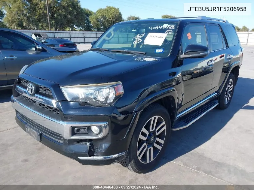 2015 Toyota 4Runner Limited VIN: JTEBU5JR1F5206958 Lot: 40446488