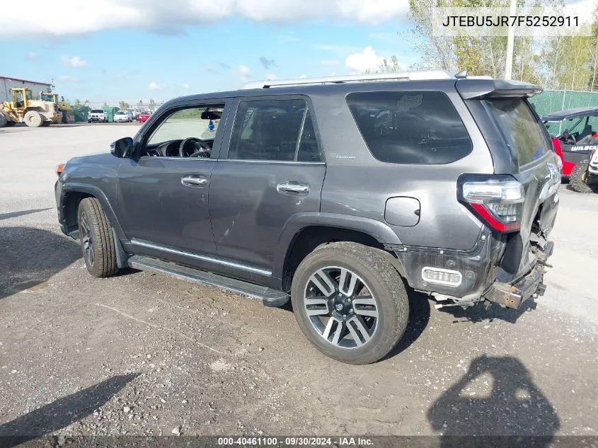 2015 Toyota 4Runner Limited VIN: JTEBU5JR7F5252911 Lot: 40461100