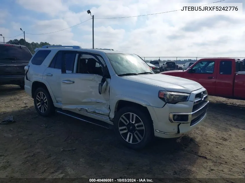 2015 Toyota 4Runner Limited VIN: JTEBU5JRXF5242776 Lot: 40486081