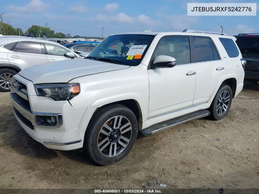 2015 Toyota 4Runner Limited VIN: JTEBU5JRXF5242776 Lot: 40486081