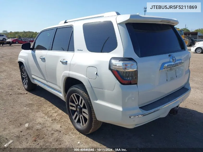 2015 Toyota 4Runner Limited VIN: JTEBU5JR5F5211869 Lot: 40545546