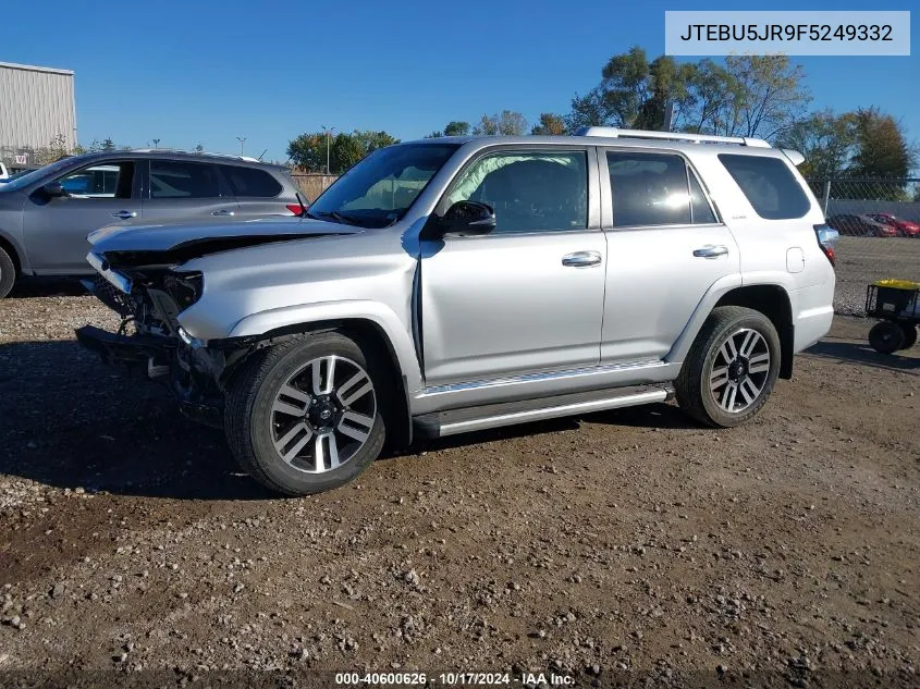 2015 Toyota 4Runner Trail/Trail Premium VIN: JTEBU5JR9F5249332 Lot: 40600626