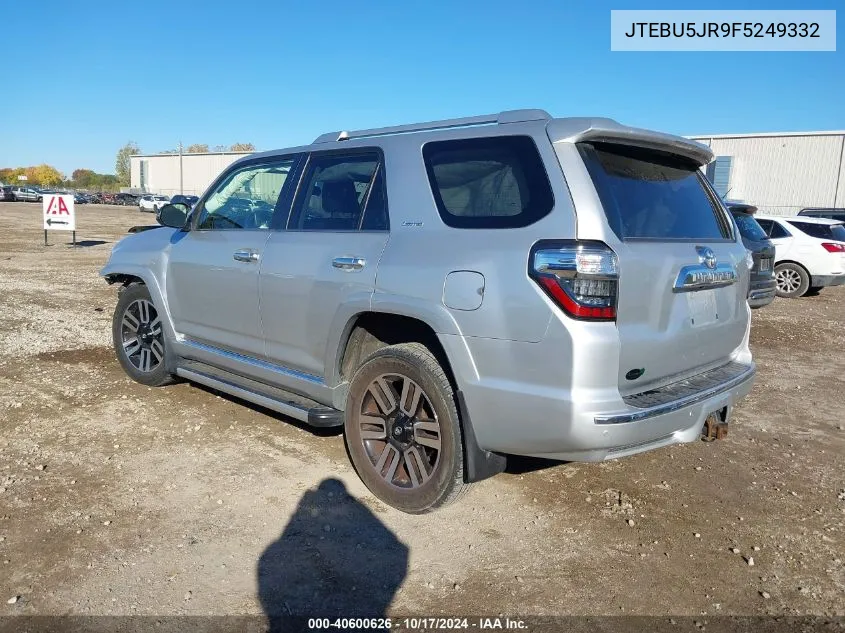 2015 Toyota 4Runner Trail/Trail Premium VIN: JTEBU5JR9F5249332 Lot: 40600626