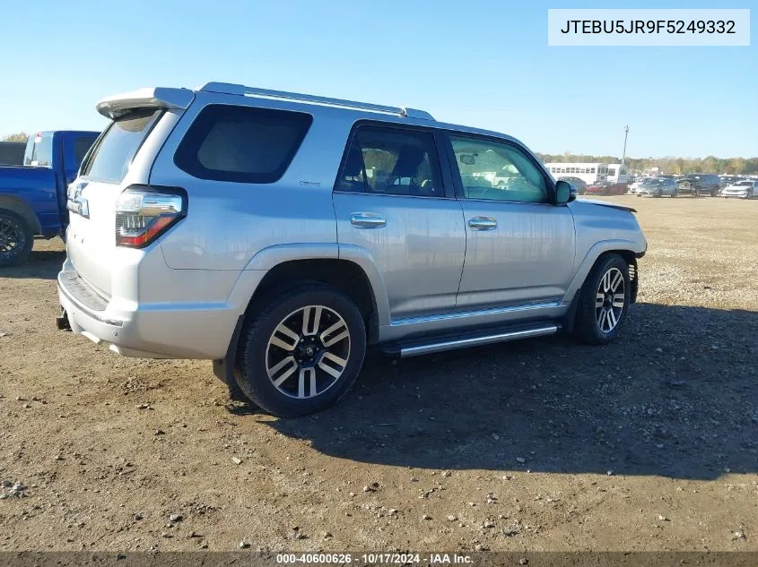 2015 Toyota 4Runner Trail/Trail Premium VIN: JTEBU5JR9F5249332 Lot: 40600626