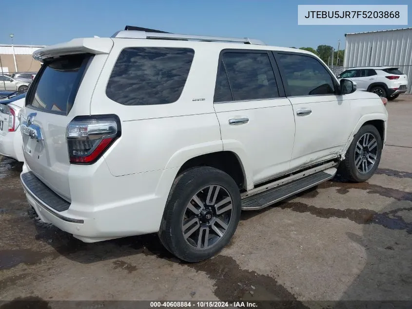 2015 Toyota 4Runner Limited VIN: JTEBU5JR7F5203868 Lot: 40608884