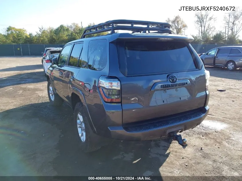 2015 Toyota 4Runner Sr5 VIN: JTEBU5JRXF5240672 Lot: 40655005